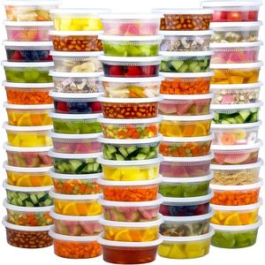 Contenants alimentaires en plastique hermétiques sans BPA de 8 oz, anti-fuite, pour plats à emporter, 60 ensembles (120 pièces), avec couvercles pour charcuterie et conservation des aliments - Product Image 1