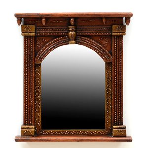 Handcrafted Antique Solid Wood <b>Wall</b> <b>Mirror</b> with Traditional Carved Design Rustic Home Decor <b>Mirror</b> Glass - Product Image 1