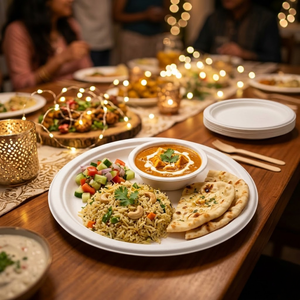 Assiettes classiques biodégradables en bagasse de 12 pouces |   Assiettes jetables écologiques en pulpe de canne à sucre pour fêtes, traiteur et usage quotidien - Product Image 5