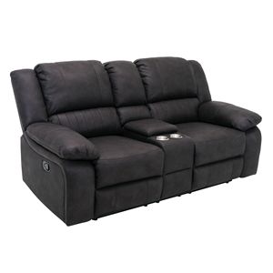Wallace & Bay Marshall Console reclinabile nera Loveseat comode poltrone reclinabili - Product Image 2
