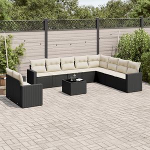 Conjunto de Sofás de Jardín en Blanco Crema y Negro - Product Image 1