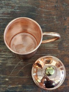 Mug à Moscow Mule en cuivre pur de qualité supérieure avec poignée et couvercle, fait main, style vintage, pour cocktails, bière, articles de bar, vente en gros, cadeau - Product Image 2
