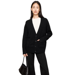 เสื้อคาร์ดิแกนคอวีแขนยาวผ้าแคชเมียร์สำหรับผู้หญิง สวมใส่ได้ทุกฤดู - Product Image 5