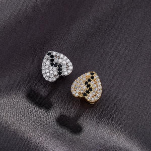 Grillz dentaire plaqué or de qualité supérieure avec strass taille cœur, style hip-hop, bijoux de mode unisexe, accessoire de fête, d'Inde - Product Image 5