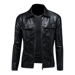 Chaqueta de cuero marrón para hombre de estilo callejero, chaqueta Punk para motocicleta, cuello levantado para adolescentes, tela de lona para Los Hombres - Product Image 4