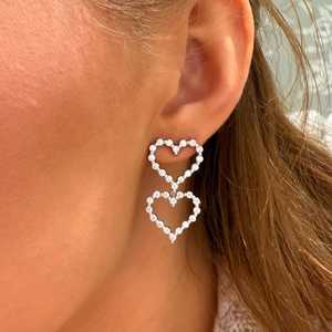 <b>Heart</b> Shape <b>Earrings</b> Round Cut Moissanite Lab Grown Diamond Luxury Push Back Bridal Wedding Statement Jewelry 14K 18K Solid Gold - Product Image 2