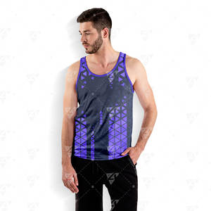 Traje Deportivo para Hombre, Tejido Sin Costuras, para Correr, de Secado Rápido, Transpirable, Ligero, Sin Mangas, 100% Poliéster Sublimado - Product Image 6