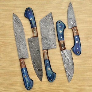 ชุดมีดทำครัวเหล็กดามัสกัสทำมือ ดีไซน์สมดุลเพื่อการเตรียมอาหารอย่างราบรื่น - Product Image 5