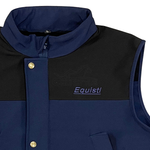 Gilet softshell pour homme, noir, avec boutons pression dorés, léger, coupe-vent, sans manches, élégant, logo personnalisé, veste de voyage pour l'extérieur - Product Image 4