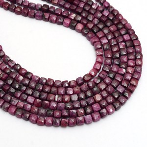 Perles cubiques facettées en rubis naturel AAA de 4 mm à 5 mm, pierres précieuses fantaisie, perles en vrac 3D en forme de boîte pour la fabrication de bijoux - Product Image 4