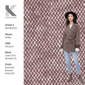 Tela Dobby de Algodón y Elastano, 345 GSM, Hilo Teñido Doble Cepillado, Transpirable, Peso Medio, para Vestidos, 97% Algodón, 3% Elastano - Product Image 1