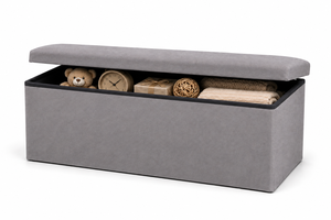 Banc de rangement en tissu moderne pour salon, mobilier de maison, gris cendré, design minimaliste - Product Image 3