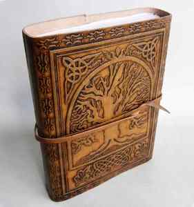 Embossed Tree of Life <b>Leather</b> Journal | Refillable Writing Notebook with Wrap Closure | Blank <b>Diary</b> for Travel, Sketching & Gift - Product Image 3