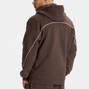 ชุดเซ็ตฮู้ดดี้ซิปแบบมีซิป MOQ ต่ำ รับทำโลโก้ เสื้อผ้ากีฬาผ้าฟลีซ ชุดวอร์มสองชิ้น รับผลิตแบบ OEM ODM ขายส่ง สหรัฐอเมริกา - Product Image 4