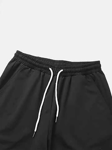 Ensemble décontracté homme 2026 gris et noir, t-shirt uni et short, tenue d'été deux pièces confortable et respirante 100% coton tricoté pour la détente - Product Image 3