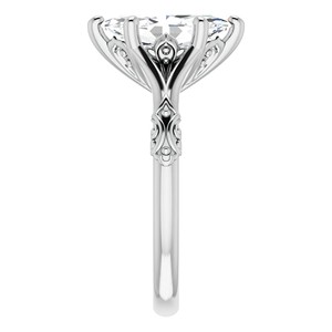 Vintage Filigree Moissanite Engagement <b>Ring</b> 1.5CT Marquise Cut Solitaire Wedding <b>Statement</b> <b>Ring</b> Crafted In Solid 10K White Gold - Product Image 5