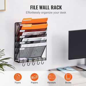 Portadocumenti in Metallo a 6 Tasche da Parete, Organizzatore per Riviste, Posta e Chiavi - Product Image 2