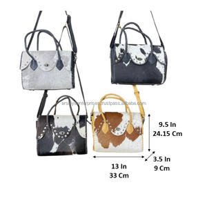 New Premium Designer Genuine Cowhide Leather Handbag for Women High-Quality <b>Hair</b>-On Hide Purse with <b>Braided</b> Handles - Product Image 2