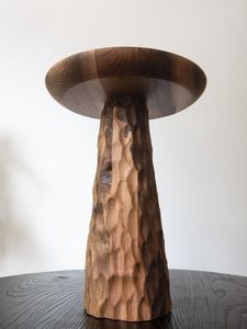 Support à gâteau en bois fait main, plateau rond pour desserts, plateau de service brun naturel poli, provenant de l'Uttar Pradesh, pour les fêtes et les mariages - Product Image 3