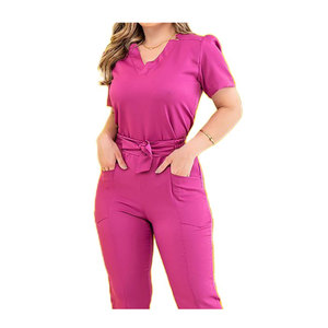 Ensemble de blouses médicales rouges pour femmes, en polyester tissé, avec pantalon, uniformes d'hôpital - Product Image 5