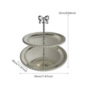 Bow Design Cupcake <b>Stand</b> 2 Tier Table Decoration <b>for</b> Parties Housewarming <b>Afternoon</b> <b>Tea</b> Silver <b>Cake</b> <b>Stand</b> - Product Image 3