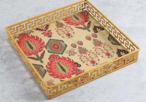 Plateau de service en métal de luxe avec base en verre, design clé grecque, plateau décoratif pour la maison, l'hôtel et les cadeaux, taille et couleur personnalisées - Product Image 6