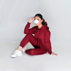 Ensemble élégant de sweat-shirt à capuche et pantalon de jogging pour femme, couleur bordeaux, pour un confort décontracté et un style élégant au quotidien, tenue de sport pour tous les jours - Product Image 6