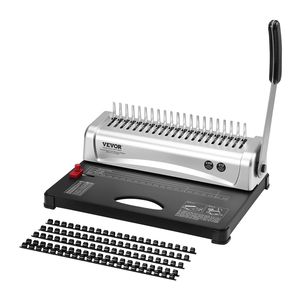 Macchina per rilegatura a pettine a 21 fori 450 fogli raccoglitore libri 100 pz 3/8 ''spine per dimensioni lettera e A4/A5 - Product Image 1