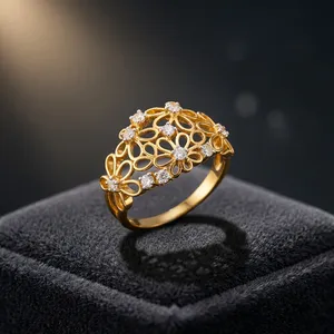 Bague en argent sterling 925 plaqué or avec moissanite taille brillant, sertie pavé, bijoux de mariage romantiques et luxueux, vente en gros - Product Image 5