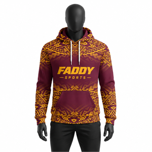 Wholesale Custom Polynesian Tribal Print Hoodie <b>Men</b> Streetwear Casual Pullover Fleece <b>Sweatshirt</b> with Kangaroo Pocket OEM ODM - Product Image 1