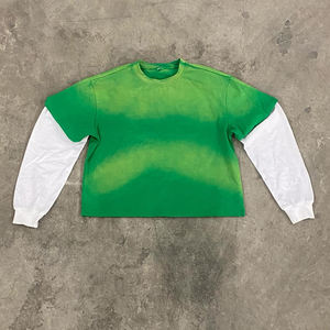 Sweat-shirt personnalisé à col rond en maille, mélange de coton épais, OEM ODM, logo, couleur et taille personnalisables, manches courtes - Product Image 1