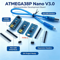 Placa de Desarrollo FYX Stock ATMEGA328P Nano V3 CH340 16MHz 5V Mini USB Tipo C, Módulo Controlador Microcontrolador, Kit de Cables