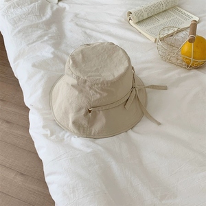 Solid Color Summer <b>Sunscreen</b> 3D Embroidery Fisherman Hat Lace-up Quick Dry Tie Outdoor Travel - Product Image 5