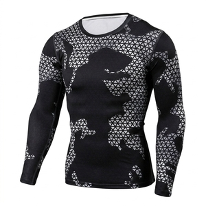 Breathable Factory Supply High Collar Quick Dry Spandex/Polyester Anti-Bacterial Mens <b>Compression</b> <b>Shirt</b> Long Sleeve Rashguar - Product Image 1