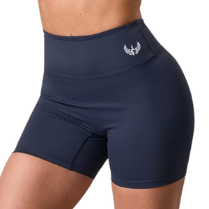 . Navy Blue High Waist Seam Detail <b>Shorts</b> <b>Women</b> Stretch Gymwear <b>Shorts</b> Fitness Training Activewear Workout Wear - Product Image 1