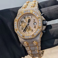 Montre de luxe pour hommes Moissanite ronde brillante diamant Rectangle boîtier en acier ETA mouvement boîte d'emballage
