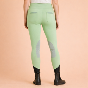 Leggings d'équitation pour femmes – Vert clair |   Collants d'équitation taille haute avec patchs aux genoux - Product Image 3