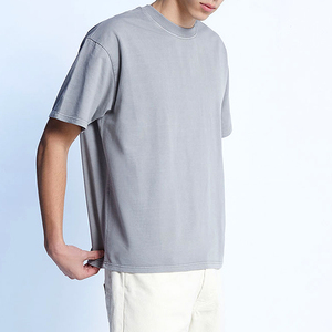 Shoulder Eco-Friendly T-Shirt Custom Logo <b>Blank</b> Long Length Wholesale 100% Cotton Heavy <b>Weight</b> Men's Oversize O-Neck Drop - Product Image 4