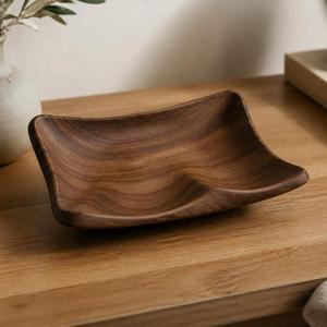 Plateau de service en bois de luxe moderne, fait main, pour petit-déjeuner, naturel, pour bureau, cuisine, salle à manger, passe au lave-vaisselle, compartiment unique - Product Image 1