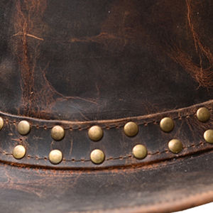 Chapeau en cuir clouté marron fait main, élégant, style western, robuste, pour l'aventure en plein air, chapeaux de cowboy personnalisés, vente en gros - Product Image 4