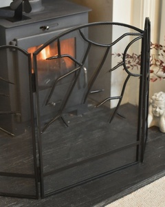 Écran de cheminée en métal Woodland Branch, pliable en trois panneaux, avec maille fine, protection contre les étincelles, décoratif, protection de sécurité pour foyer - Product Image 2
