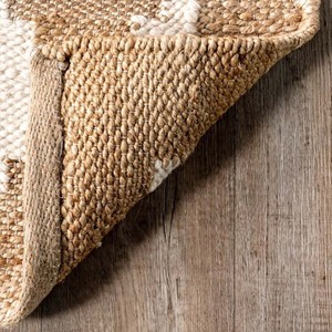 White Beige Tribal Jute Area Rug Geometric Handwoven Carpet Boho Farmhouse Modern Living Room Bedroom Handmade Floor Decor - Product Image 5