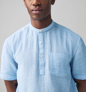 Camisa de Manga Corta para Hombre, Cuello Clásico, 100% Algodón y Lino, Estilo Casual de Verano, Varias Opciones de Color, Fabricación OEM - Product Image 2