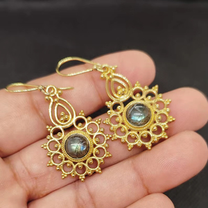 Fashion Irregular Accessories labradorite Brass Earrings Electroplated Light Luxury High end Earrings - Product Image 1