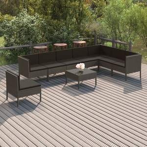 Conjunto de Muebles de Jardín Color Gris Antracita con Cojines, Colección de Muebles para Patio - Product Image 1