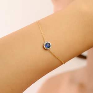 14K <b>Solid</b> <b>Gold</b> Sapphire and Diamond Tennis Bracelet-September Birthstone - Product Image 3