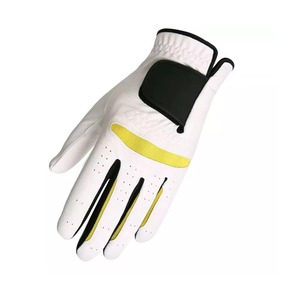 Guante de Golf de Cuero Genuino Premium, Blanco con Detalles Amarillos, Antideslizante, Correa de Muñeca Ajustable, para Mano Derecha, Unisex, para Deportes al Aire Libre - Product Image 6