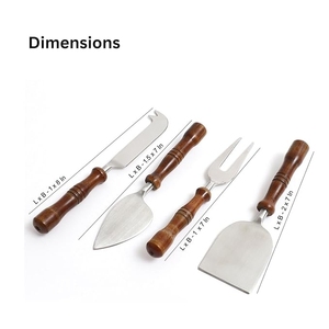 Collection de couteaux à fromage haut de gamme à manche en bois artisanal – Couverts en acier inoxydable robustes pour plateaux de dégustation - Product Image 6