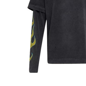 T-shirt surdimensionné à manches longues en coton double couche pour homme, personnalisé par le fabricant, imprimé à l'écran avec technique de teinture en pièce - Product Image 5