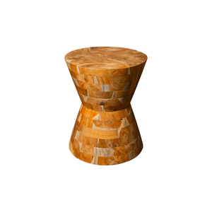 ARTERRA Luxury Hourglass <b>Side</b> <b>Table</b> <b>Rustic</b> Natural Grain Pattern Living Room Furniture Handmade Teak Craft - Product Image 1